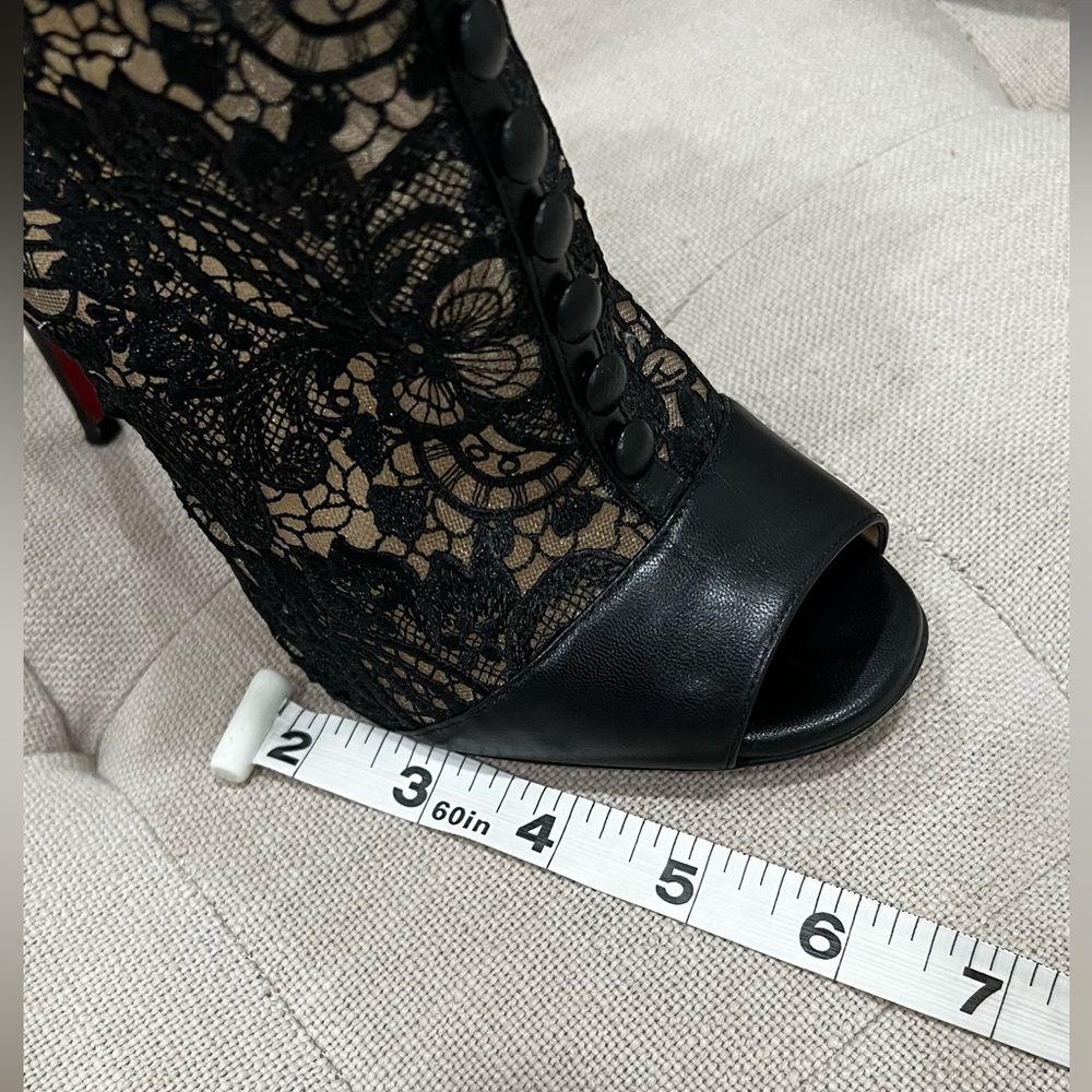 Christian Louboutin Black Stiletto Heels with Lace Overlay Size 38 - Picture 12 of 13